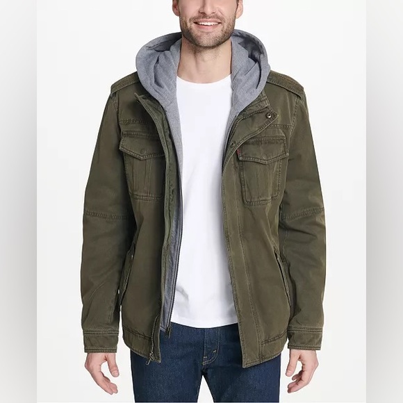 Levi's Other - Men's Levi's Sherpa Lined Hooded Trucker Jacket, Olive, Small (D17)